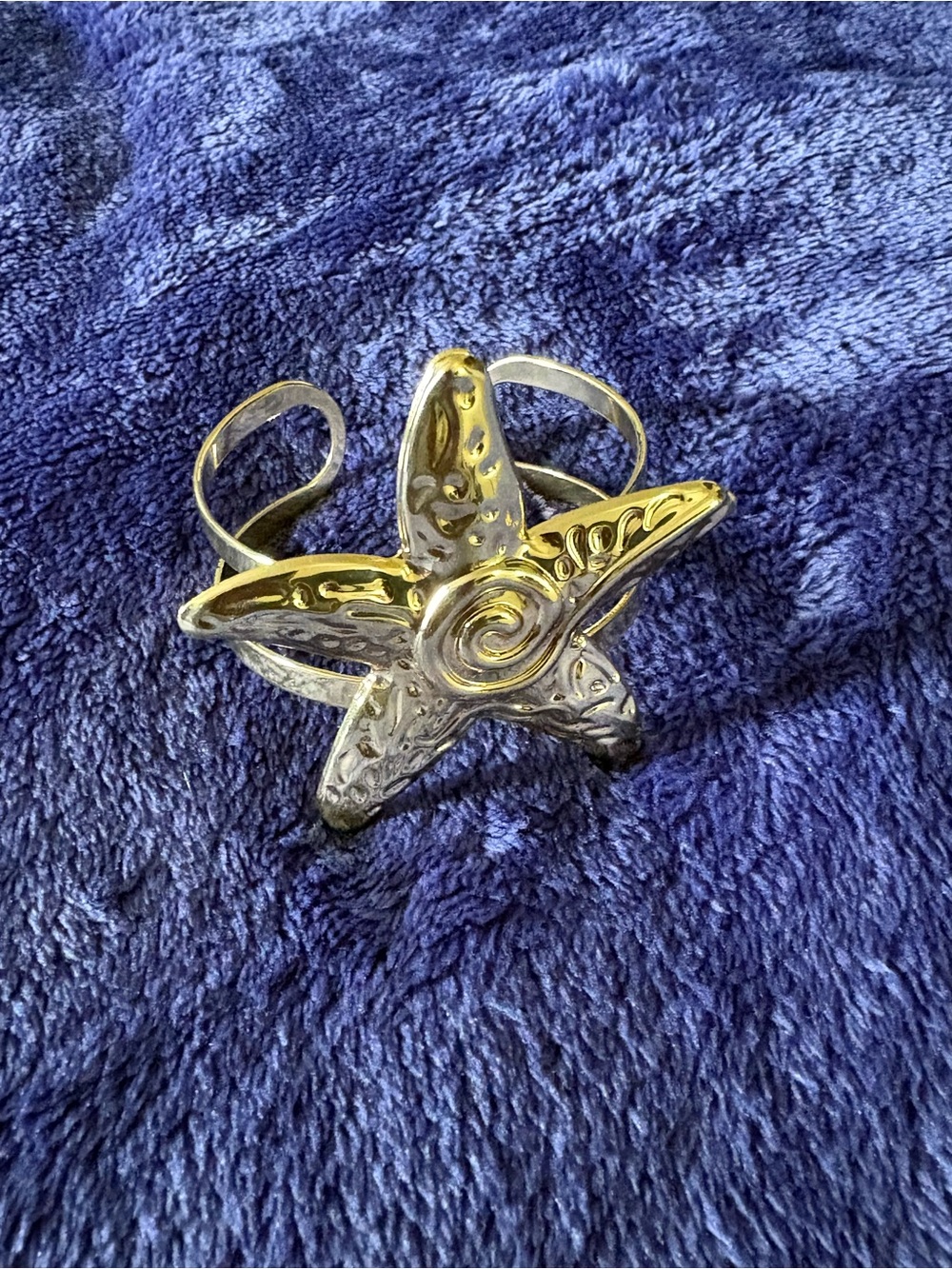 Two-Tone Gold & Silver Starfish Cuff Bracelet - Women Jewelry